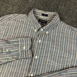 J.Crew Jeans Men's Large Slim Fit Button Down Shirt Blue Red Yellow Stripe Large